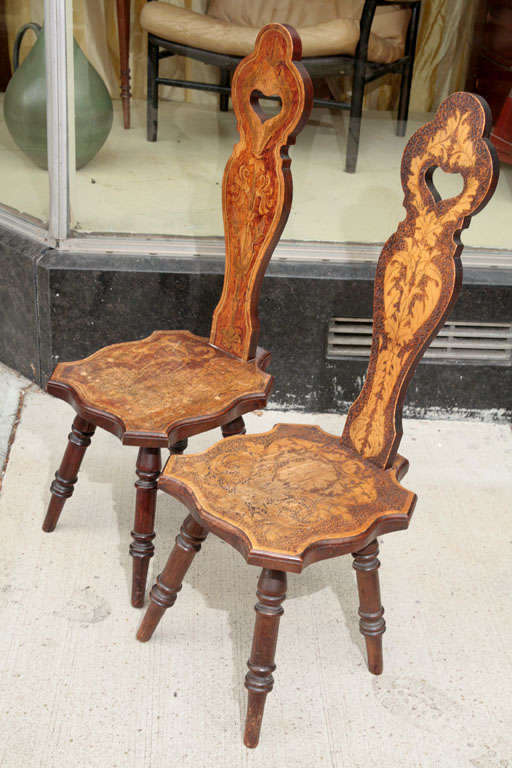 Pair of Art Nouveau Hall Chairs For Sale 6