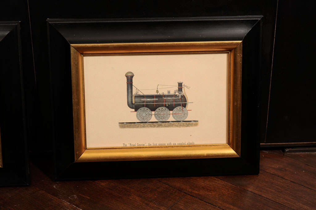 Mid-20th Century Set Of Six  Framed Locomotive Prints