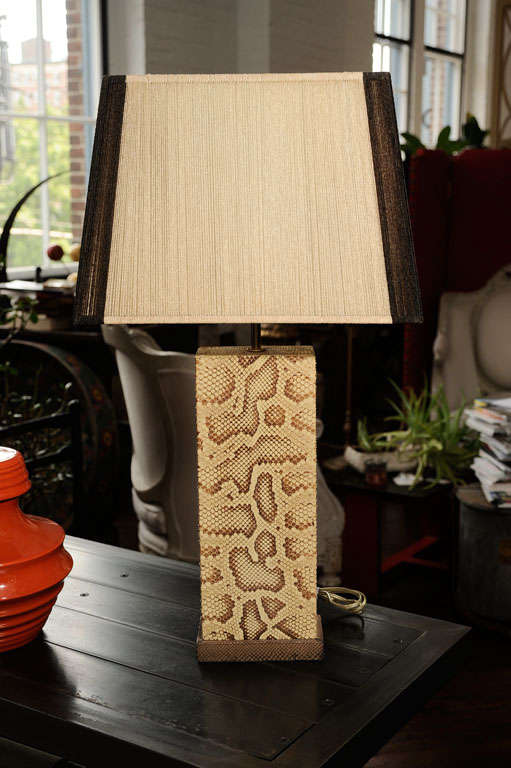 Stunning python snake skin lamp. Beautiful pattern all around.