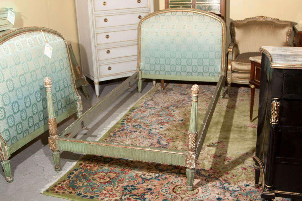 Pair of Twin Bed Frames Stamped Jansen In Good Condition In Stamford, CT