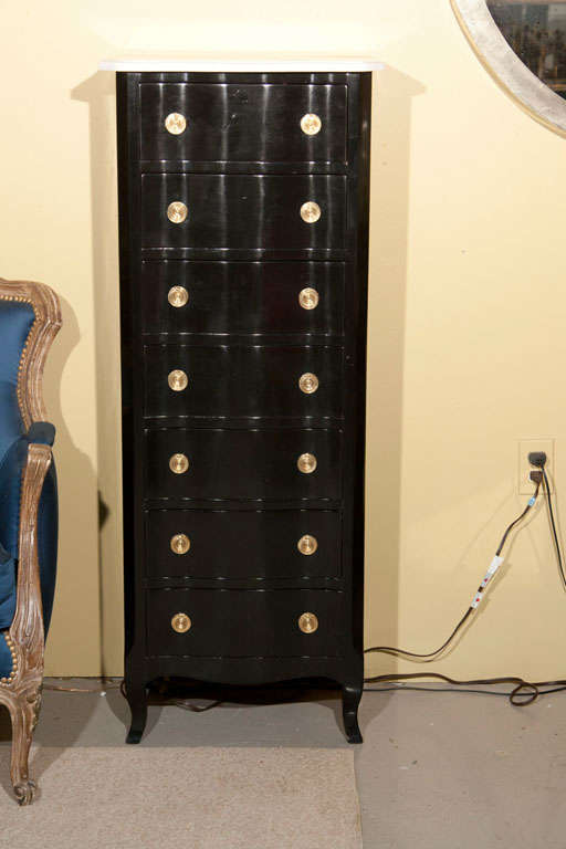 Marble Top Ebonized Lingerie Chest Stamped Jansen