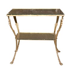 Hollywood Regency  Style Glass Top Two-Tiered Bronze Stand