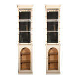 Vintage Pair of White Bookcase Cabinets Stamped Jansen