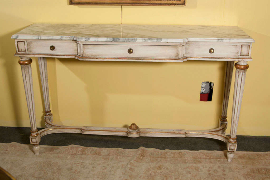 Marble Top Painted Console Stamped Jansen