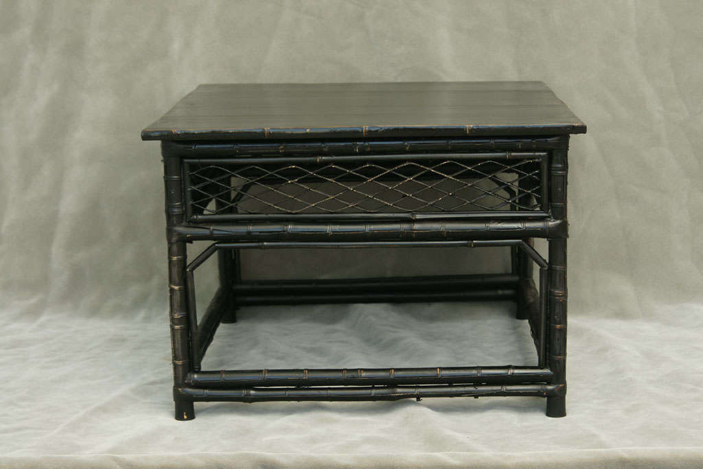 Turn of the century Q'ing Dynasty tear bamboo side table (pair available, priced and sold separately.)