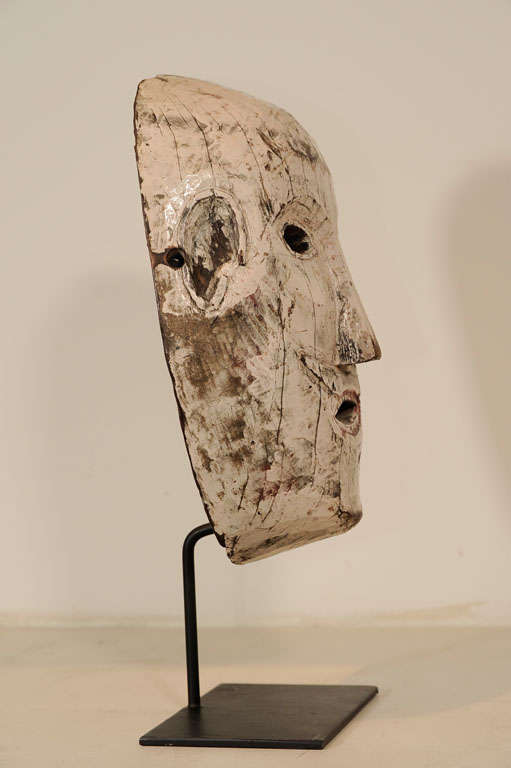 19th Century White Painted Tribal Mask