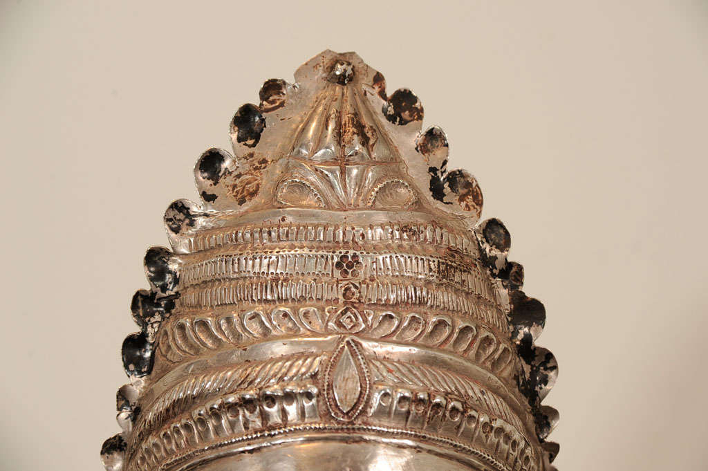 19th Century Silver Parvati Mask on Base