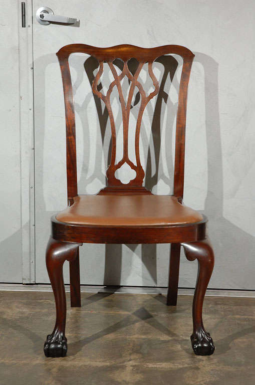 English Set of Six Chippendale Style Chairs For Sale