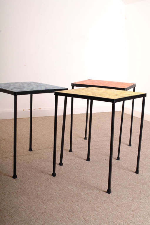 Set of three 50s Murano glass mosaic tables 2