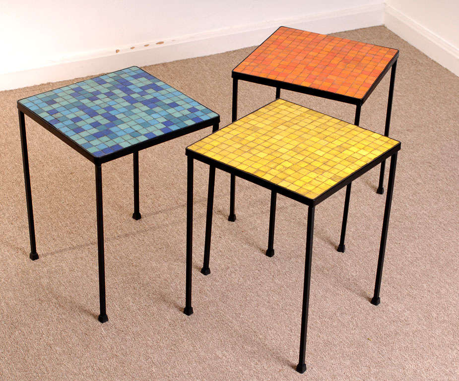 Set of three 50s Murano glass mosaic tables 3