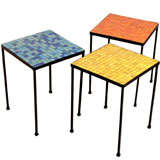 Set of three 50s Murano glass mosaic tables