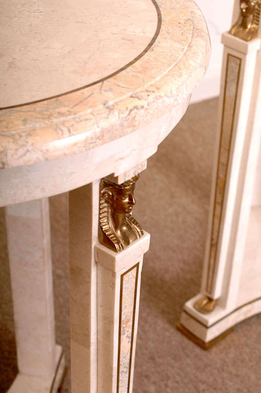 Pair of 90's Maitland Smith Egyptian revival side tables