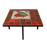Vintage Red Tiled Low Table