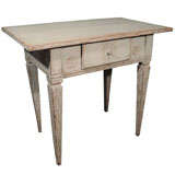 Painted Table with Decorative Carving and Single Frieze Drawer