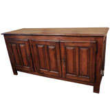 French Carved Oak Three Door Sideboard on Square Legs
