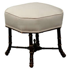 Antique Painted French Faux Bamboo Stool