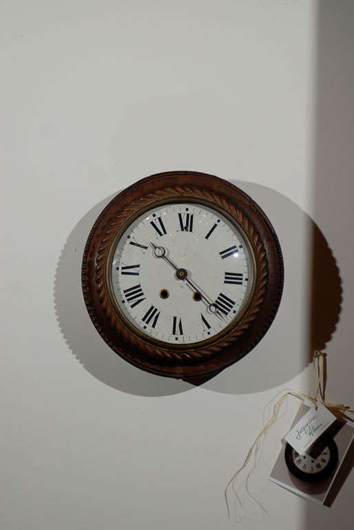 French Round Clock with Carved Rope Detail