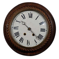 Antique French Round Clock with Carved Rope Detail