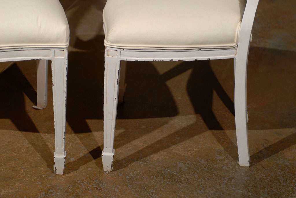 Wood Set of Six Danish 19th Century Hepplewhite Shield Style Painted Dining Chairs
