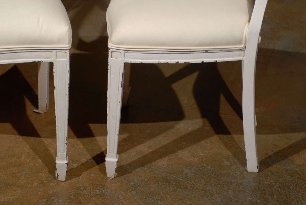 Wood Set of Six Danish 19th Century Hepplewhite Shield Style Painted Dining Chairs
