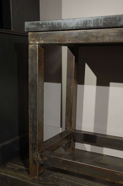 French Iron Console with Stone Top, Circa 1890 In Good Condition In Los Angeles, CA