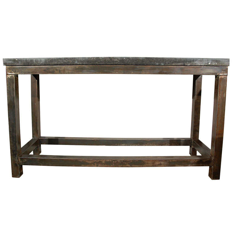 French Iron Console with Stone Top, Circa 1890