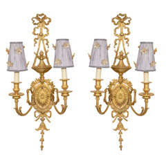 Pair of Rococo Style Gilded Two Arm Sconces