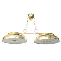 Modernist Double Brass Disc Light Fixture