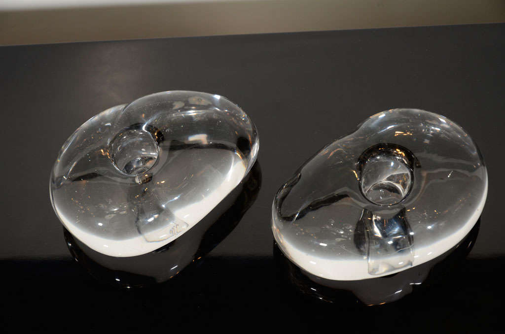 20th Century Pair of Glass Stone Candle Holders by Elsa Peretti for Tiffany's