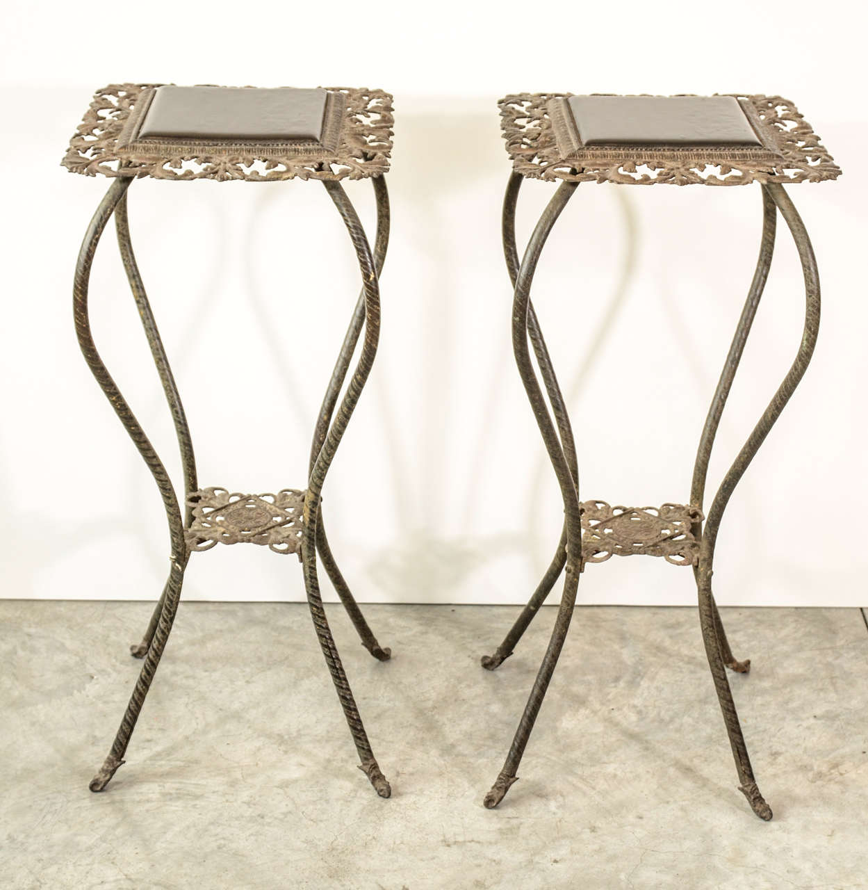Pair of Iron Flower Stands