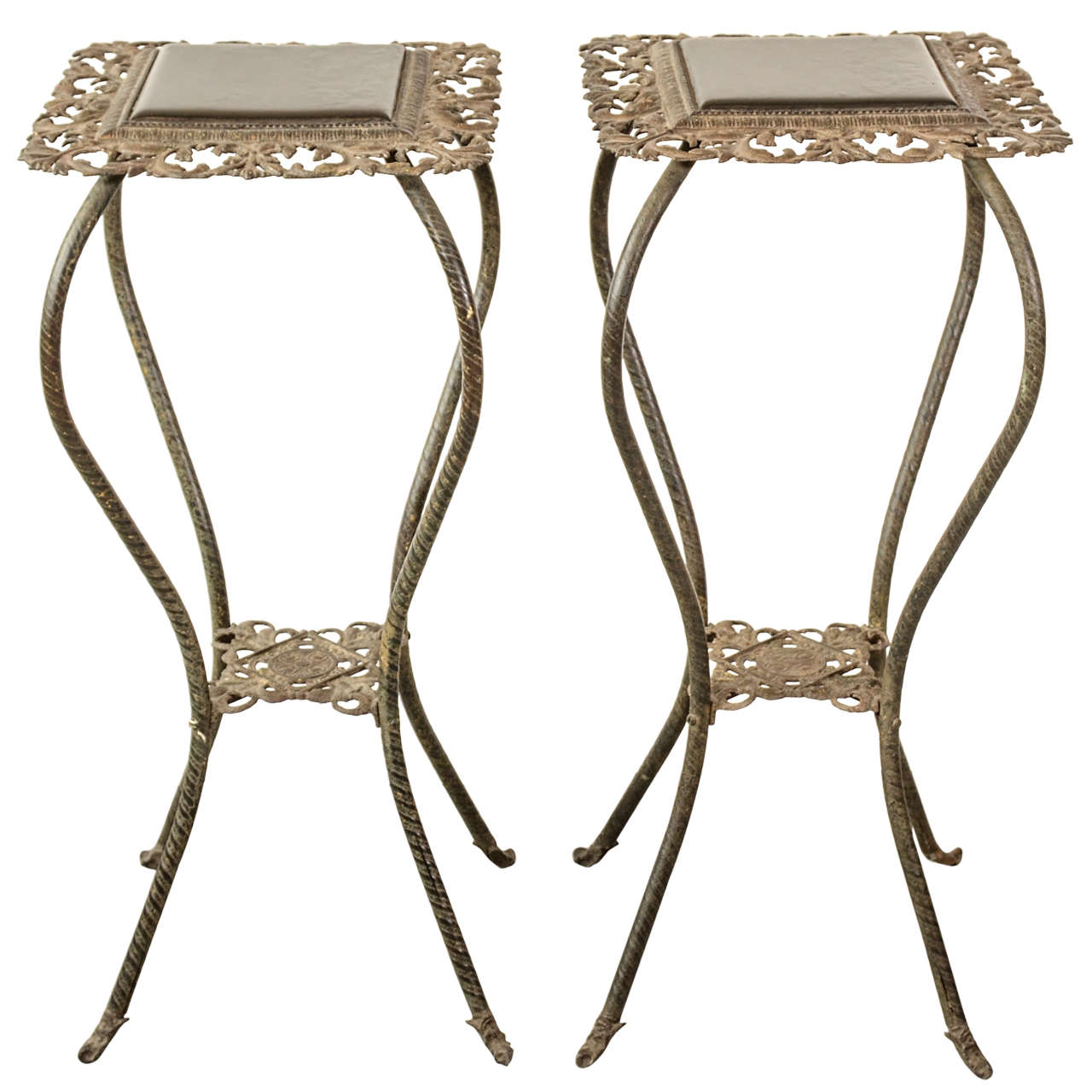 Pair of Iron Flower Stands For Sale