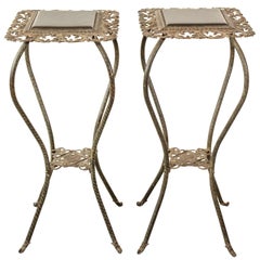 Antique Pair of Iron Flower Stands