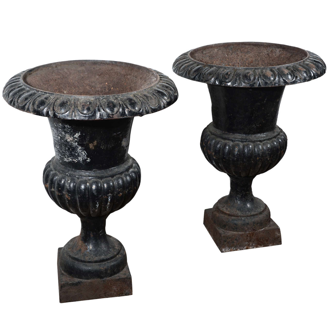 19th century pair of french Iron cast urns