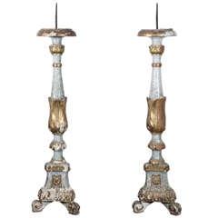 Pair of 18th century Italian wood candleholders Pair of 18th century Italian wood candleholders