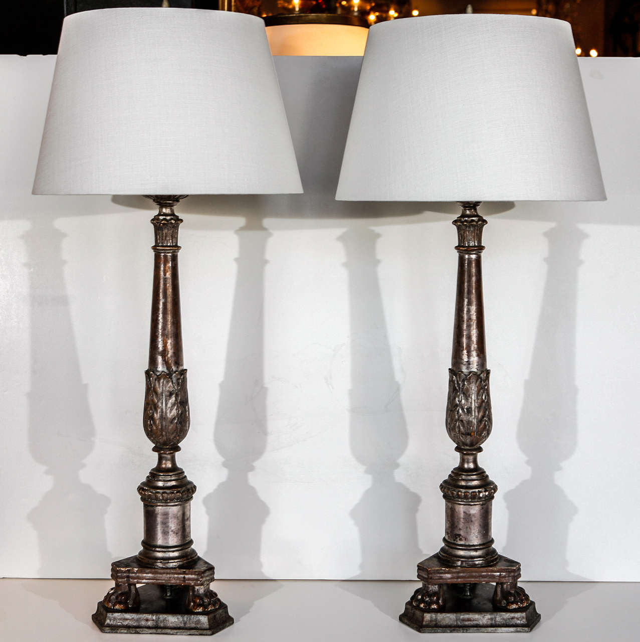 Silver Gilt Candlestick Lamps