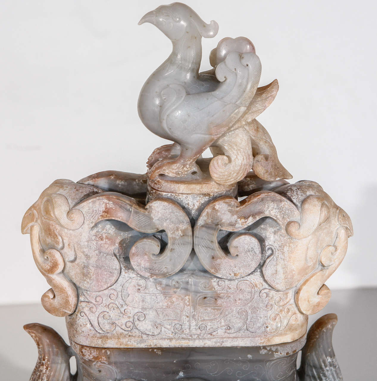 Chinese Hand-Carved, Jade Urn