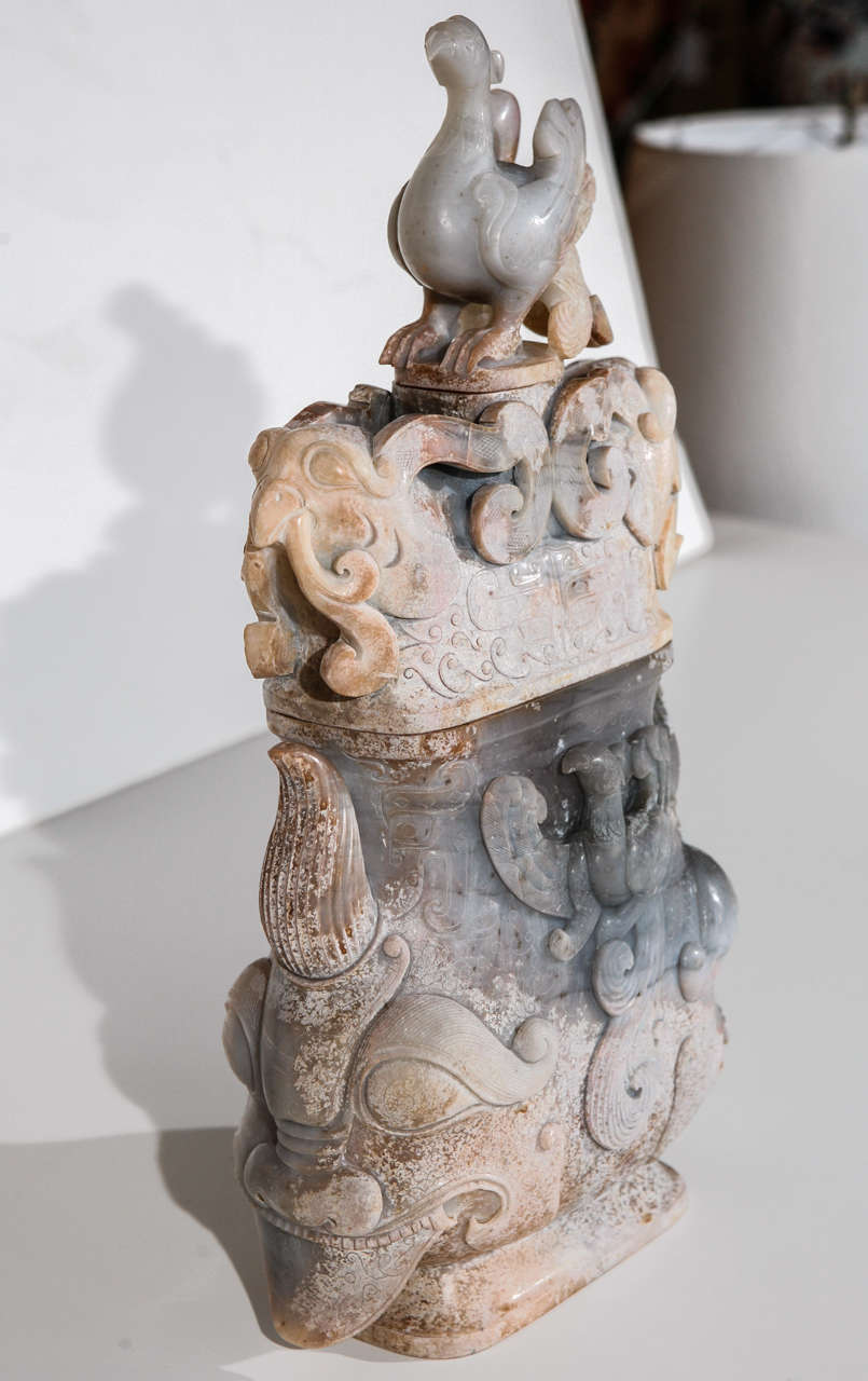 20th Century Hand-Carved, Jade Urn