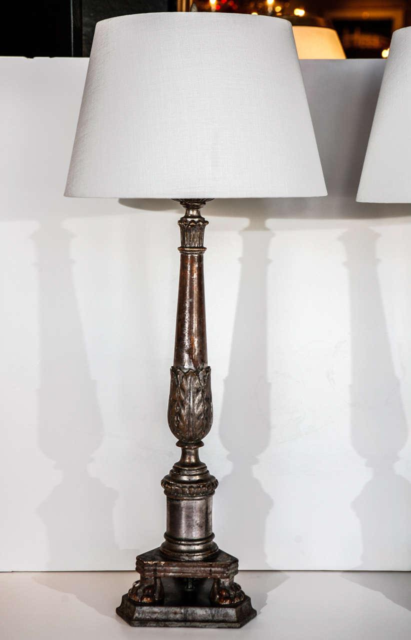 Silver Gilt Candlestick Lamps at 1stDibs
