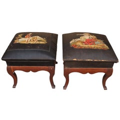 Pair of Early 20th Century Stools with Needlepoint
