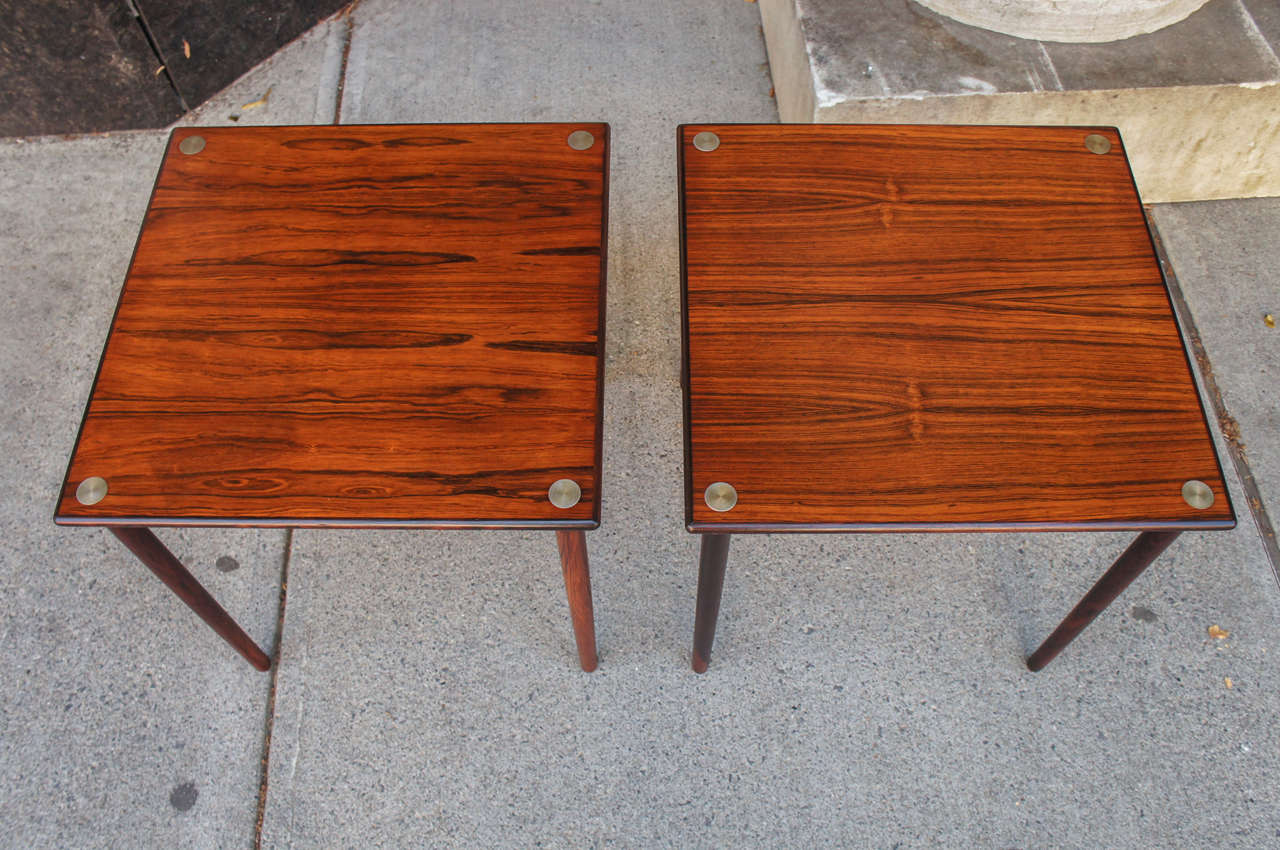 Mid-Century Modern Pair of Danish Modern Side Tables of Finely Figured Rosewood