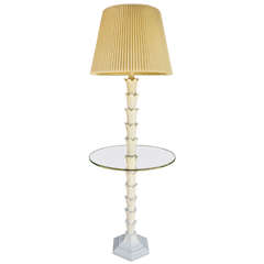 A Vintage Cast Metal Floor Lamp Occasional table  in The Style of Serge Roche