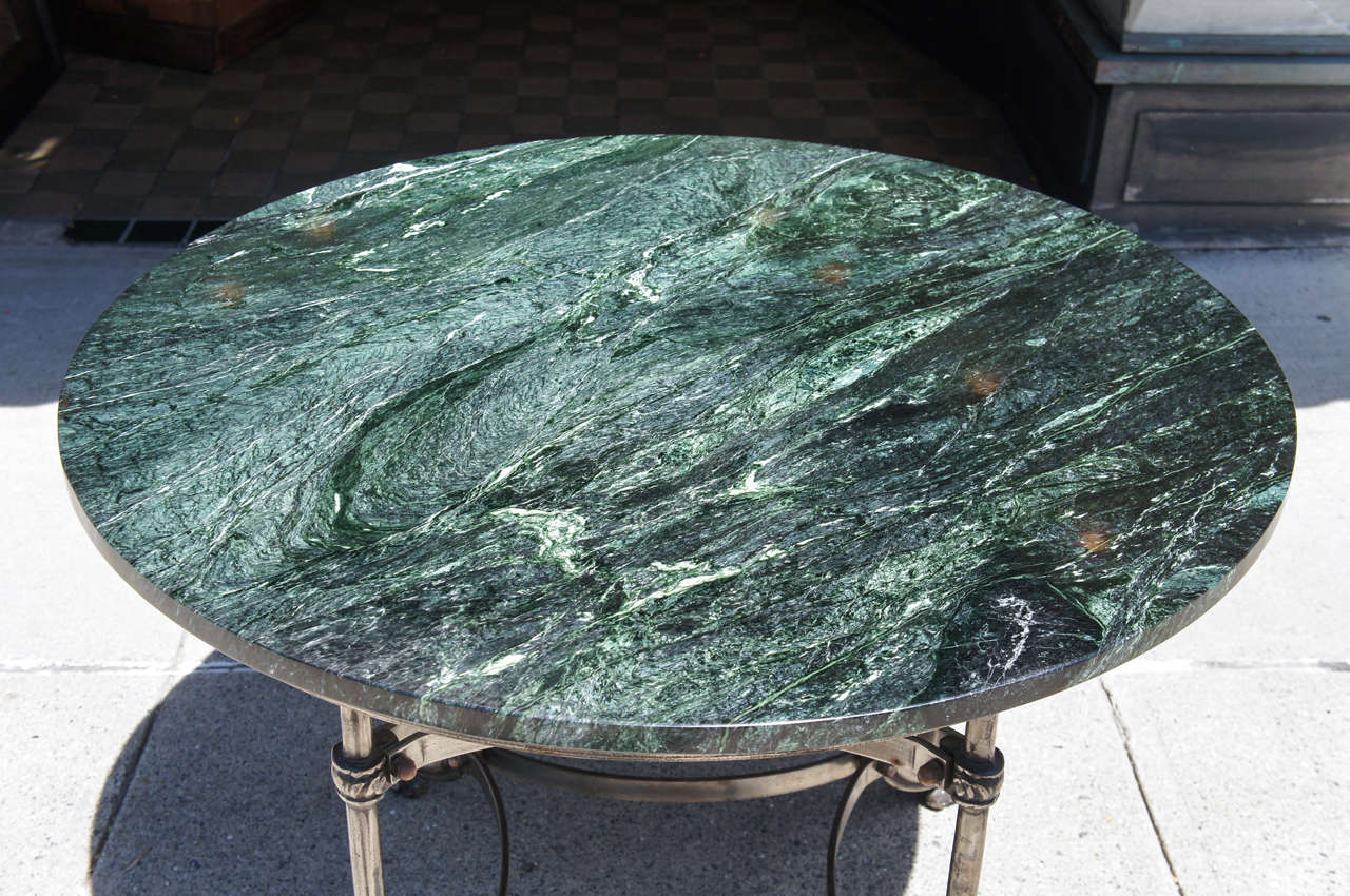 Edwardian A Late 19th Century Polished Steel Marble Topped Center Table