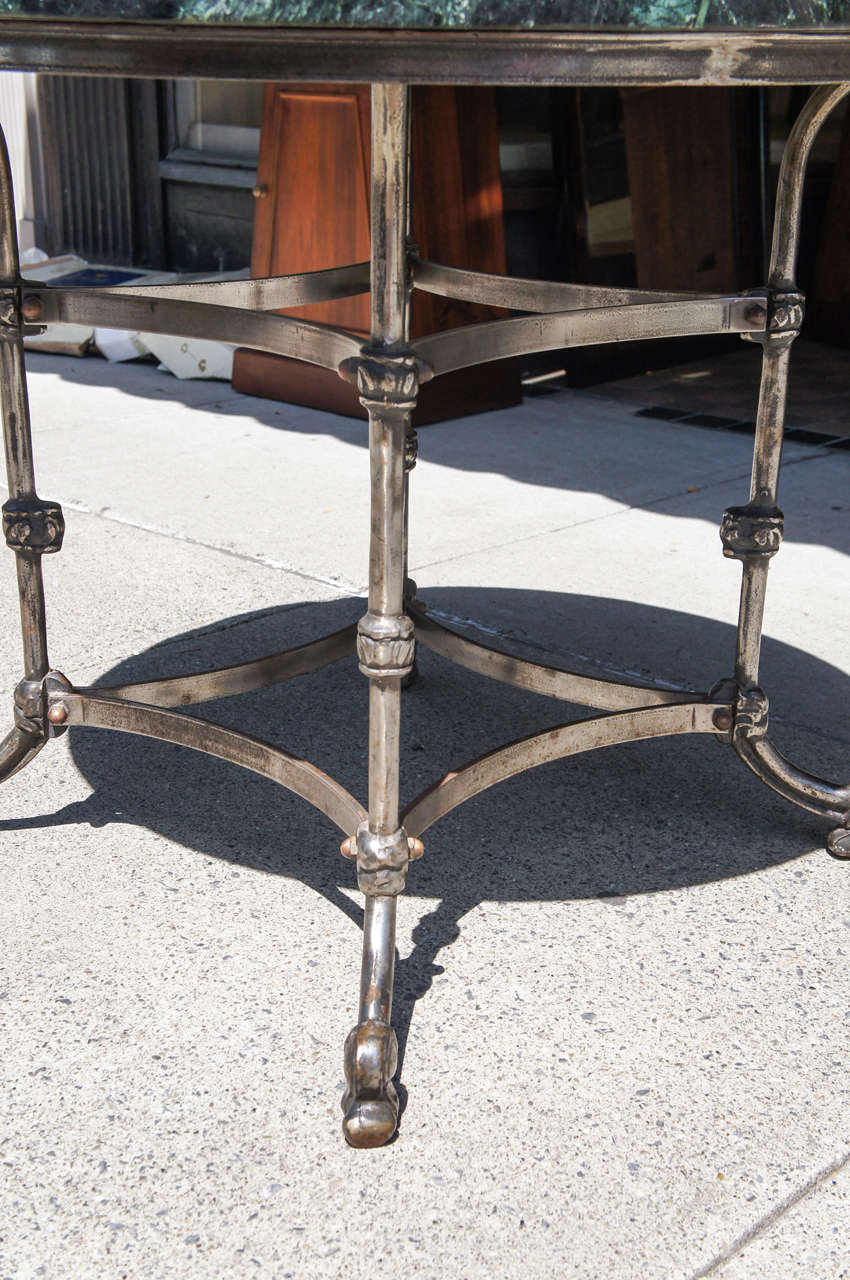 British A Late 19th Century Polished Steel Marble Topped Center Table