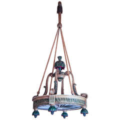 A Late 19th Century Carved & Painted Wood Light Fixture 1