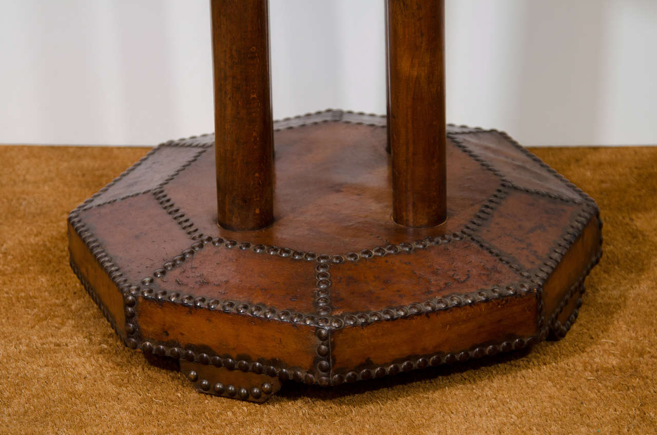 Mid-20th Century A French Art Deco Octagonal Leather Side Table
