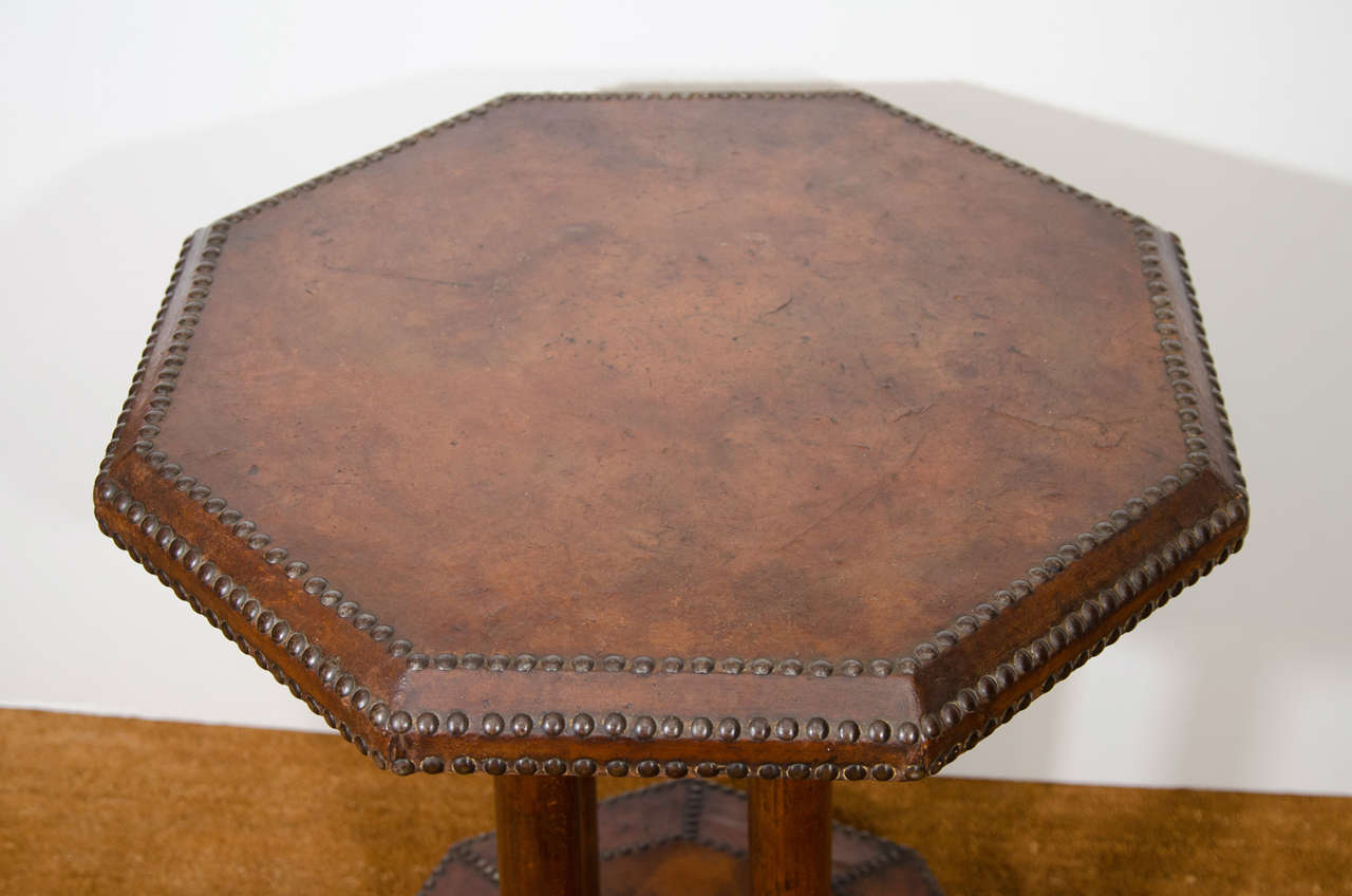 A French Art Deco Octagonal Leather Side Table 1
