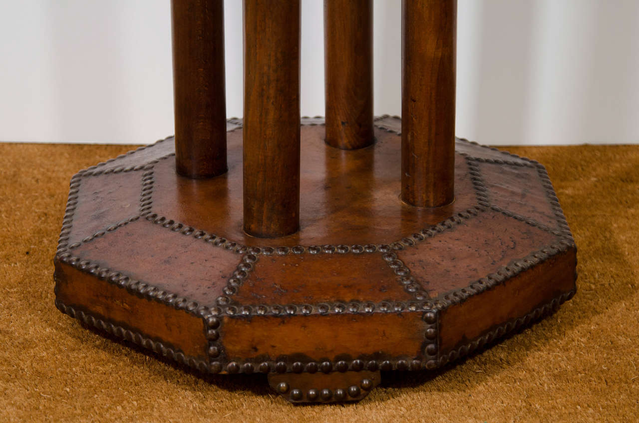 A French Art Deco Octagonal Leather Side Table 2