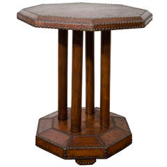 A French Art Deco Octagonal Leather Side Table