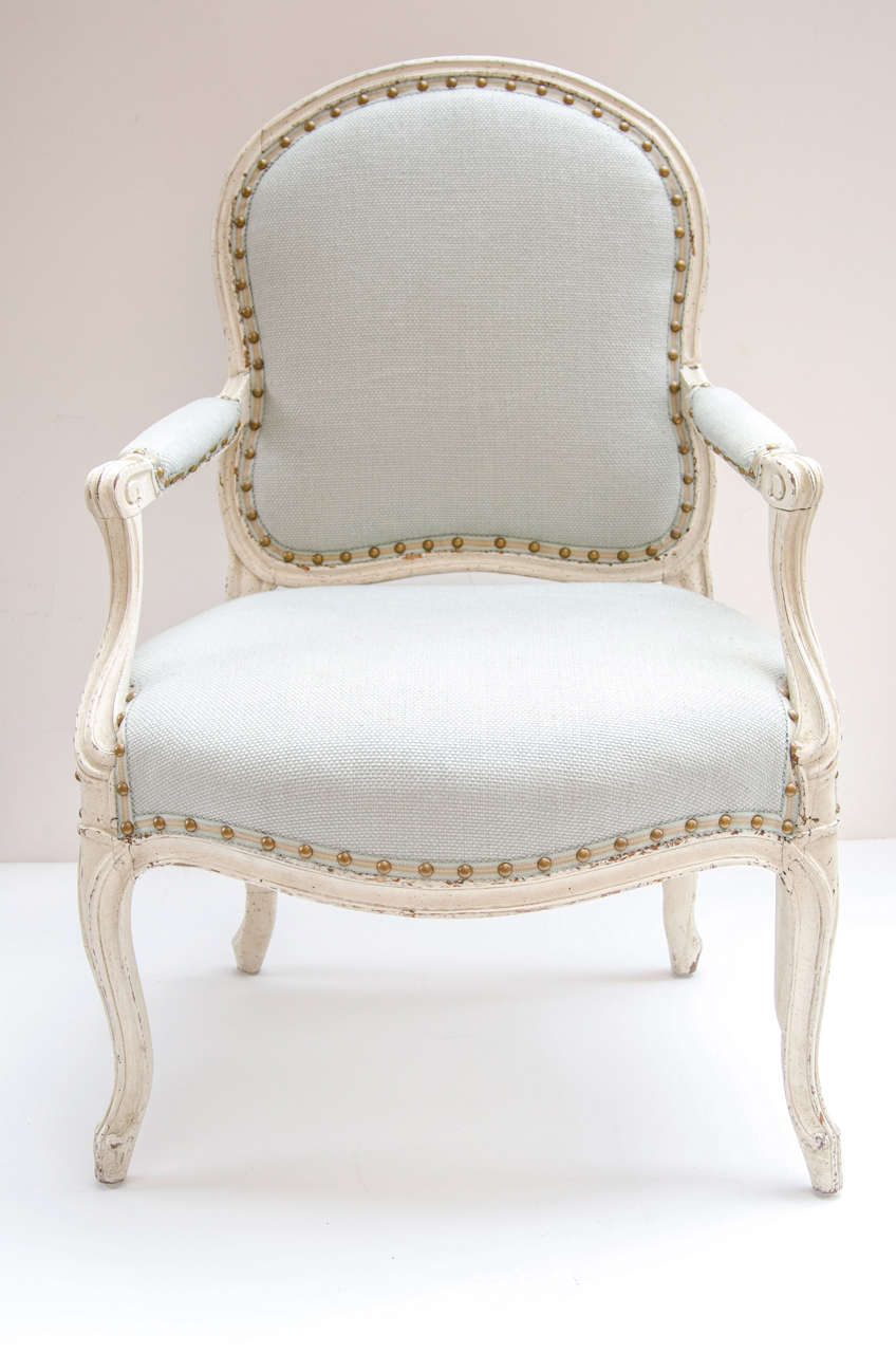 Pair of French Provincial Armchairs with Louis XVI Design In Good Condition In Fort Lauderdale, FL