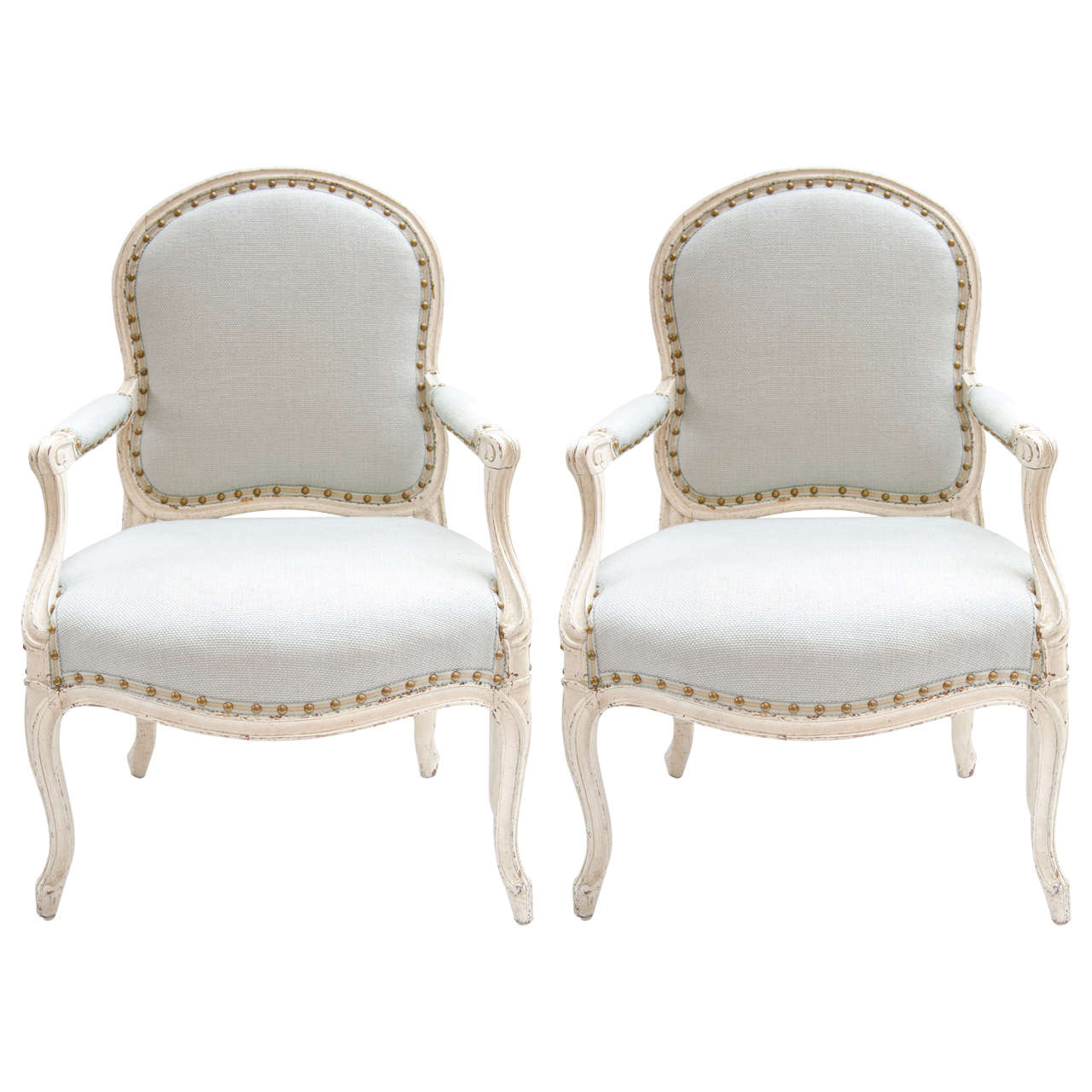 Pair of French Provincial Armchairs with Louis XVI Design